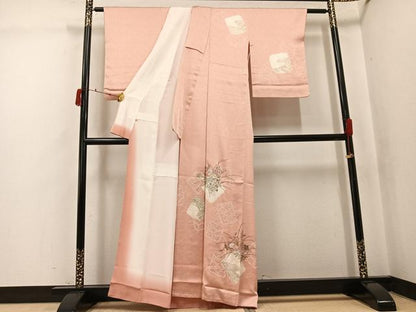 平和屋着物●創業460年・千總　訪問着　駒刺繍　絞り　草花文　金彩　高島屋扱い　正絹　逸品　AABJ7215ph