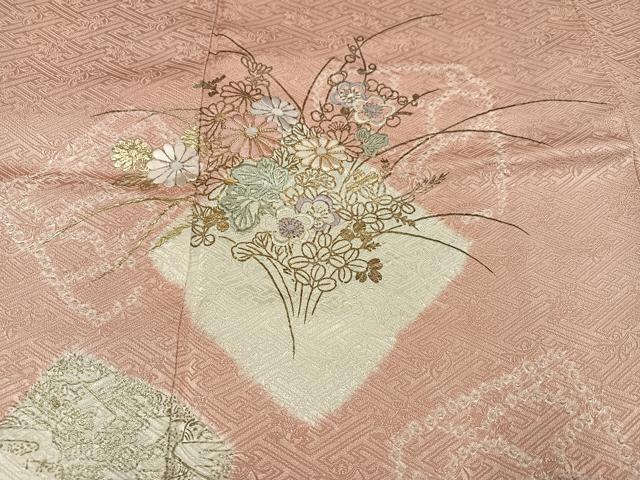 平和屋着物●創業460年・千總　訪問着　駒刺繍　絞り　草花文　金彩　高島屋扱い　正絹　逸品　AABJ7215ph