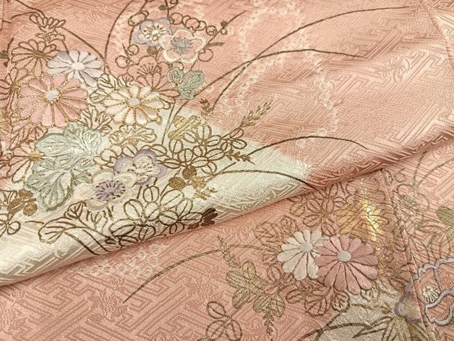 平和屋着物●創業460年・千總　訪問着　駒刺繍　絞り　草花文　金彩　高島屋扱い　正絹　逸品　AABJ7215ph