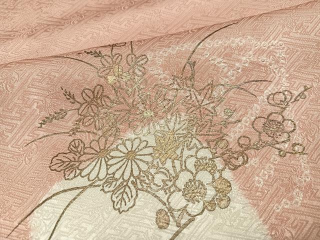 平和屋着物●創業460年・千總　訪問着　駒刺繍　絞り　草花文　金彩　高島屋扱い　正絹　逸品　AABJ7215ph