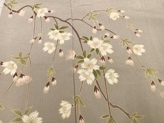平和屋着物●訪問着　友禅　草花文　金彩　鬼しぼ縮緬　正絹　逸品　AABJ7216ph