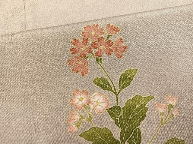 平和屋着物●訪問着　友禅　草花文　金彩　鬼しぼ縮緬　正絹　逸品　AABJ7216ph