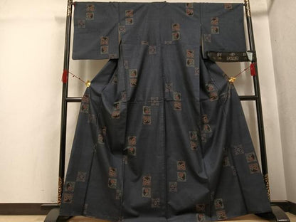 平和屋着物●本場大島紬　カタス7マルキ　色紙花文　反端付き　正絹　逸品　AABJ7219ph　