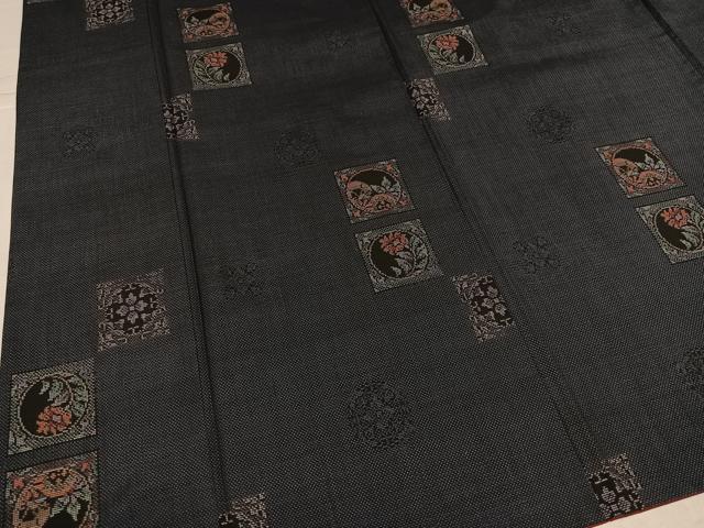 平和屋着物●本場大島紬　カタス7マルキ　色紙花文　反端付き　正絹　逸品　AABJ7219ph　
