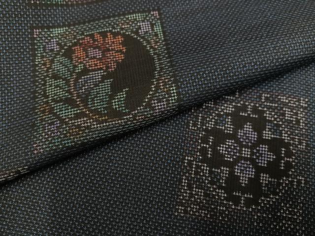 平和屋着物●本場大島紬　カタス7マルキ　色紙花文　反端付き　正絹　逸品　AABJ7219ph　