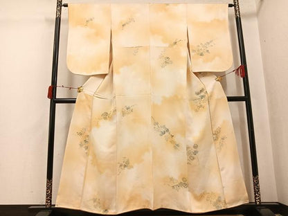 平和屋着物●上質な小紋　地紋起こし　草花文　暈し染め　正絹　逸品　AABJ7221ph