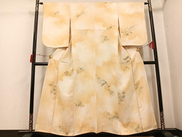 平和屋着物●上質な小紋　地紋起こし　草花文　暈し染め　正絹　逸品　AABJ7221ph