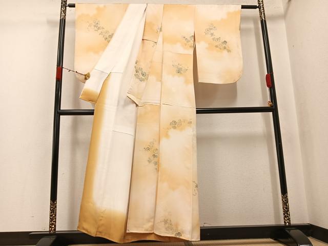 平和屋着物●上質な小紋　地紋起こし　草花文　暈し染め　正絹　逸品　AABJ7221ph