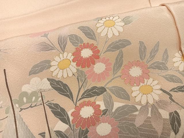 平和屋着物●訪問着　友禅　松寿　草花籬立波舟文　暈し染め　金彩　仮絵羽　正絹　逸品　未使用　AABJ7223ph