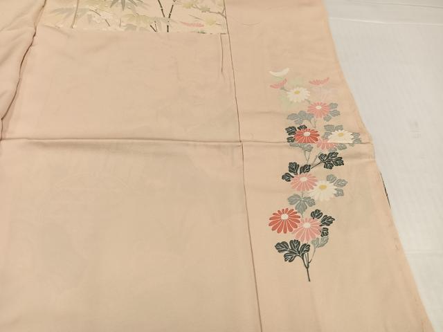 平和屋着物●訪問着　友禅　松寿　草花籬立波舟文　暈し染め　金彩　仮絵羽　正絹　逸品　未使用　AABJ7223ph