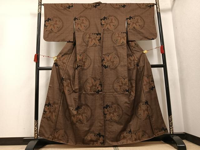 平和屋着物●本場大島紬　一元7マルキ　舞花文　正絹　逸品　未使用　AABJ7229ph