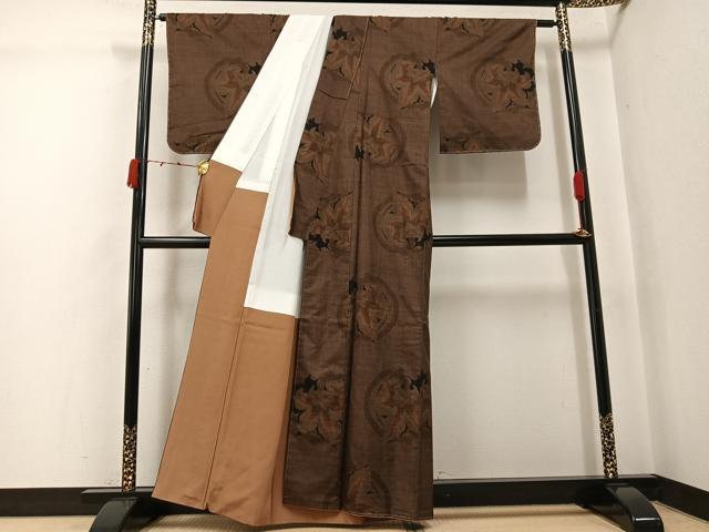 平和屋着物●本場大島紬　一元7マルキ　舞花文　正絹　逸品　未使用　AABJ7229ph