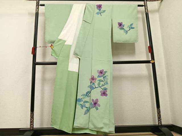 平和屋着物●訪問着　ろうけつ染　草花文　正絹　逸品　未使用　AABJ7230ph