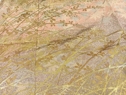 平和屋着物●訪問着　作家物　草花文　暈し染め　金銀彩　丹後ちりめん　仮絵羽　正絹　逸品　未使用　AABJ7232ph