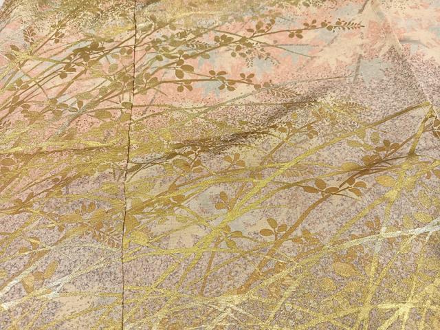 平和屋着物●訪問着　作家物　草花文　暈し染め　金銀彩　丹後ちりめん　仮絵羽　正絹　逸品　未使用　AABJ7232ph