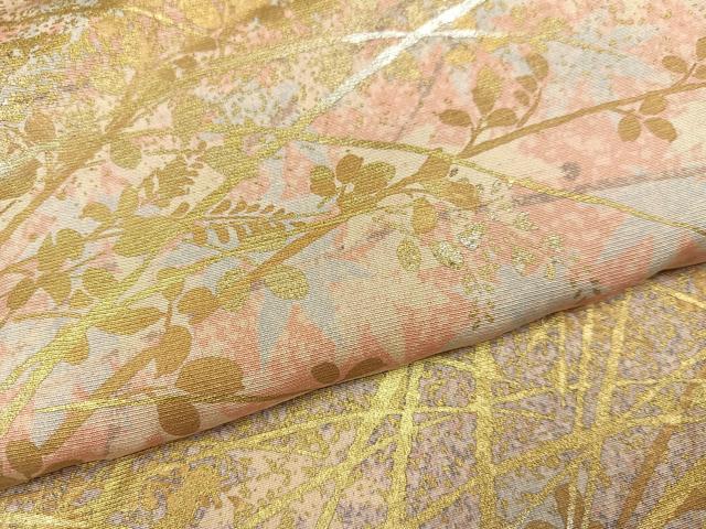 平和屋着物●訪問着　作家物　草花文　暈し染め　金銀彩　丹後ちりめん　仮絵羽　正絹　逸品　未使用　AABJ7232ph