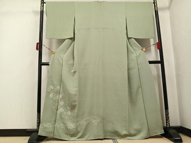平和屋着物●色留訪問着　寿光織　梅笹文　金銀糸　正絹　逸品　AABJ7234ph