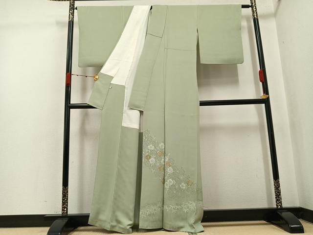 平和屋着物●色留訪問着　寿光織　梅笹文　金銀糸　正絹　逸品　AABJ7234ph