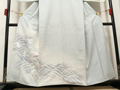 平和屋着物●訪問着　刺繍　立波草花文　暈し染め　正絹　逸品　未使用　AABJ7235ph