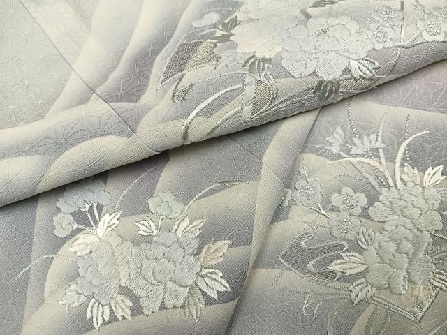平和屋着物●訪問着　刺繍　立波草花文　暈し染め　正絹　逸品　未使用　AABJ7235ph