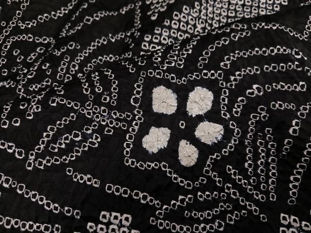 平和屋着物●訪問着　総絞り　地紙花文　黒地　正絹　逸品　未使用　AABJ7236ph