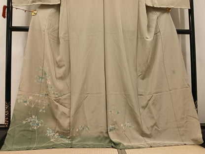 平和屋着物●名匠・初代由水十久師事 本加賀友禅作家 竹内銀風 訪問着 草花文 暈し染め 浜ちりめん 仮絵羽 正絹 逸品 未使用 AABJ7239ph