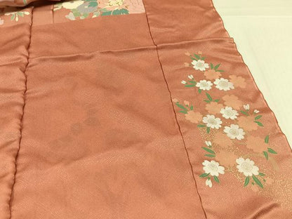 平和屋着物●訪問着　駒刺繍　草花文　金彩　仮絵羽　正絹　逸品　未使用　AABJ7240ph