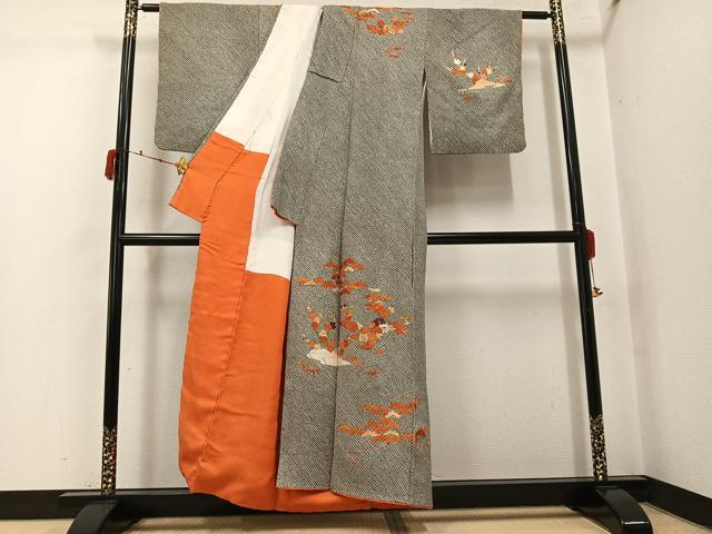 平和屋着物●訪問着　絞り　刺繍　松竹梅草花文　正絹　逸品　AABJ7242ph