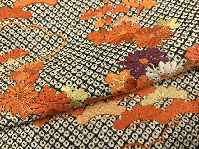 平和屋着物●訪問着　絞り　刺繍　松竹梅草花文　正絹　逸品　AABJ7242ph