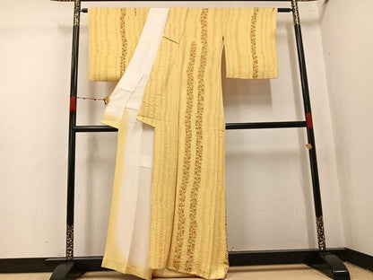 平和屋着物●上質な小紋　作家物　絞り　花唐草文　正絹　逸品　AABJ7243ph