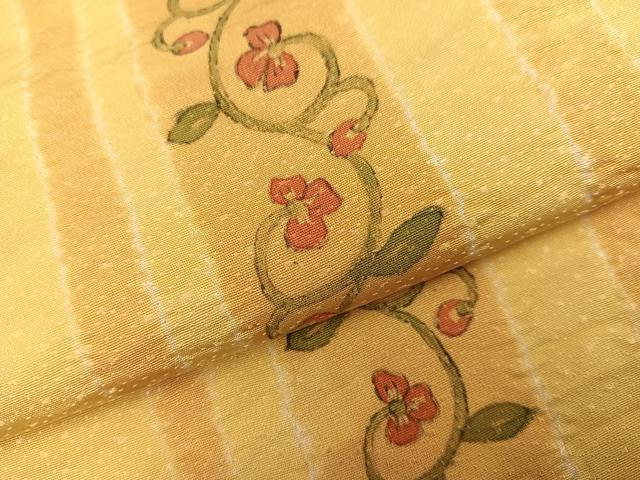 平和屋着物●上質な小紋　作家物　絞り　花唐草文　正絹　逸品　AABJ7243ph