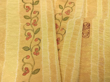 平和屋着物●上質な小紋　作家物　絞り　花唐草文　正絹　逸品　AABJ7243ph
