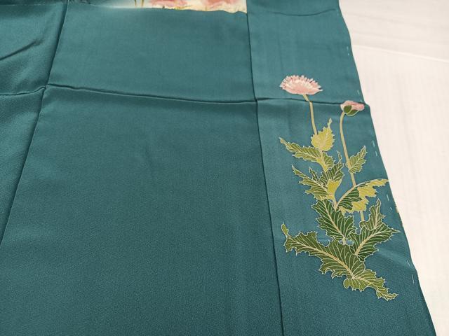 平和屋着物●訪問着　友禅　作家物　枝花文　湖の絲　暈し染め　浜ちりめん　仮絵羽　正絹　逸品　未使用　AABJ7245ph