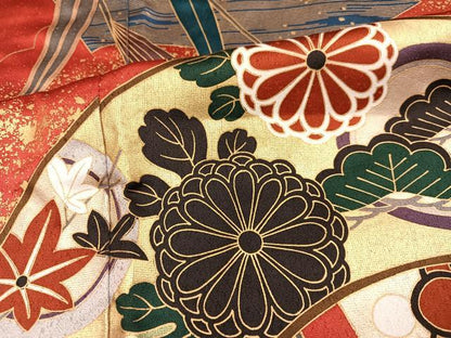 平和屋着物●豪華振袖　地紙花蝶文　暈し染め　金彩　正絹　逸品　AABJ7246ph