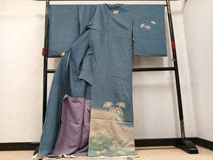 平和屋着物●訪問着　桂三郎好み　色舞袖　枝花文　暈し染め　金彩　仮絵羽　正絹　逸品　未使用　AABJ7247ph