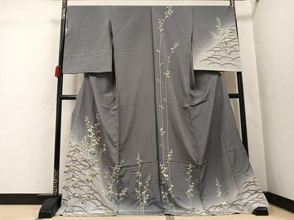 平和屋着物●訪問着　友禅　枝花文　暈し染め　金彩　仮絵羽　正絹　逸品　未使用　AABJ7248ph