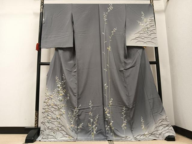 平和屋着物●訪問着　友禅　枝花文　暈し染め　金彩　仮絵羽　正絹　逸品　未使用　AABJ7248ph