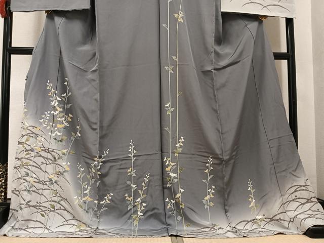 平和屋着物●訪問着　友禅　枝花文　暈し染め　金彩　仮絵羽　正絹　逸品　未使用　AABJ7248ph