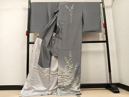 平和屋着物●訪問着　友禅　枝花文　暈し染め　金彩　仮絵羽　正絹　逸品　未使用　AABJ7248ph