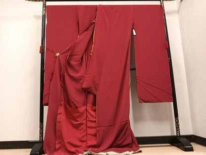 平和屋着物●豪華振袖　色無地　蘇芳色　仮絵羽　逸品　未使用　AABJ7252ph