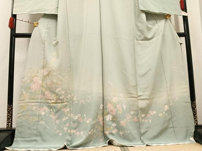平和屋着物●訪問着　友禅　作家物　草花文　暈し染め　丹後ちりめん　仮絵羽　正絹　逸品　未使用　AABJ7253ph