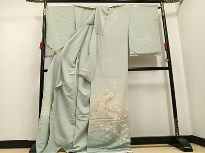 平和屋着物●訪問着　友禅　作家物　草花文　暈し染め　丹後ちりめん　仮絵羽　正絹　逸品　未使用　AABJ7253ph