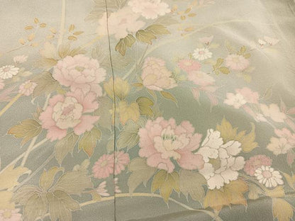 平和屋着物●訪問着　友禅　作家物　草花文　暈し染め　丹後ちりめん　仮絵羽　正絹　逸品　未使用　AABJ7253ph