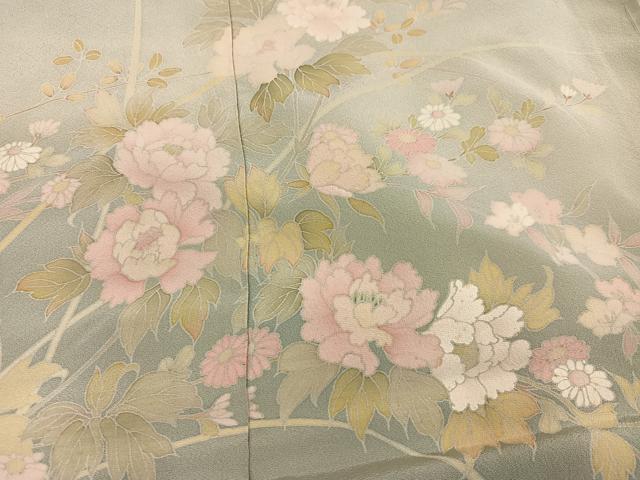 平和屋着物●訪問着　友禅　作家物　草花文　暈し染め　丹後ちりめん　仮絵羽　正絹　逸品　未使用　AABJ7253ph