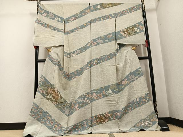 平和屋着物●訪問着　駒刺繍　松竹梅吉祥宝尽くし　金彩　丹後ちりめん　仮絵羽　正絹　逸品　未使用　AABJ7255ph