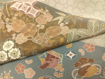 平和屋着物●訪問着　駒刺繍　松竹梅吉祥宝尽くし　金彩　丹後ちりめん　仮絵羽　正絹　逸品　未使用　AABJ7255ph