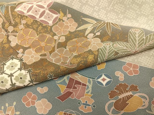 平和屋着物●訪問着　駒刺繍　松竹梅吉祥宝尽くし　金彩　丹後ちりめん　仮絵羽　正絹　逸品　未使用　AABJ7255ph