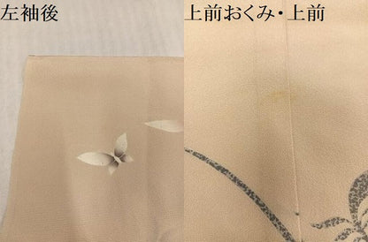 平和屋着物●訪問着　草花舞蝶文　金銀彩　浜ちりめん　仮絵羽　正絹　逸品　未使用　AABJ7256ph
