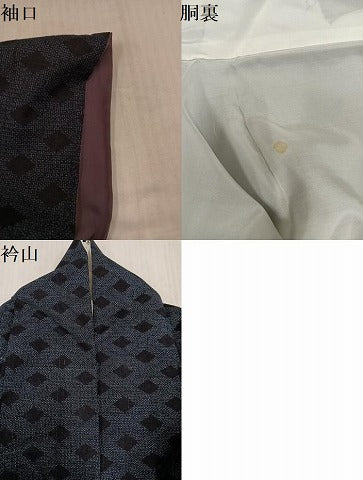 平和屋着物●本場結城紬　重要無形文化財　100亀甲　菱文　正絹　逸品　AABJ7257ph