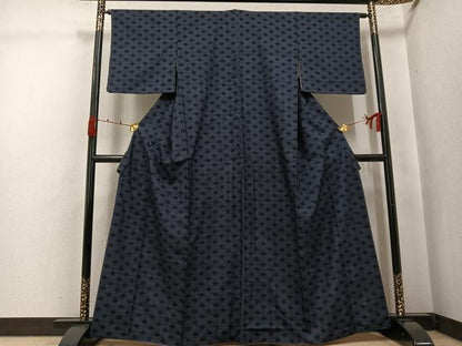 平和屋着物●本場結城紬　重要無形文化財　100亀甲　菱文　正絹　逸品　AABJ7257ph